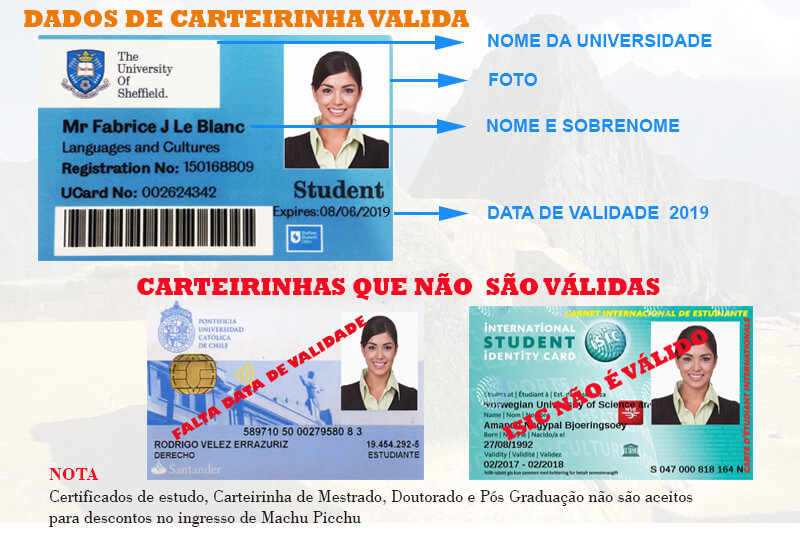 Cartão Machu Picchu Cartão universitário bilhete Machu Picchu