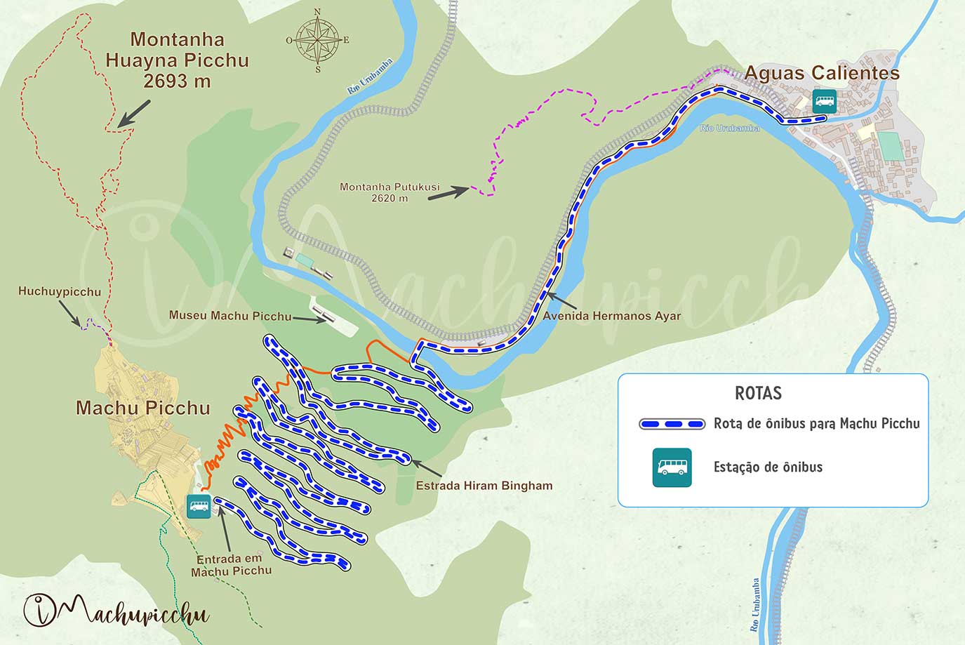 Mapa ônibus Machupicchu 