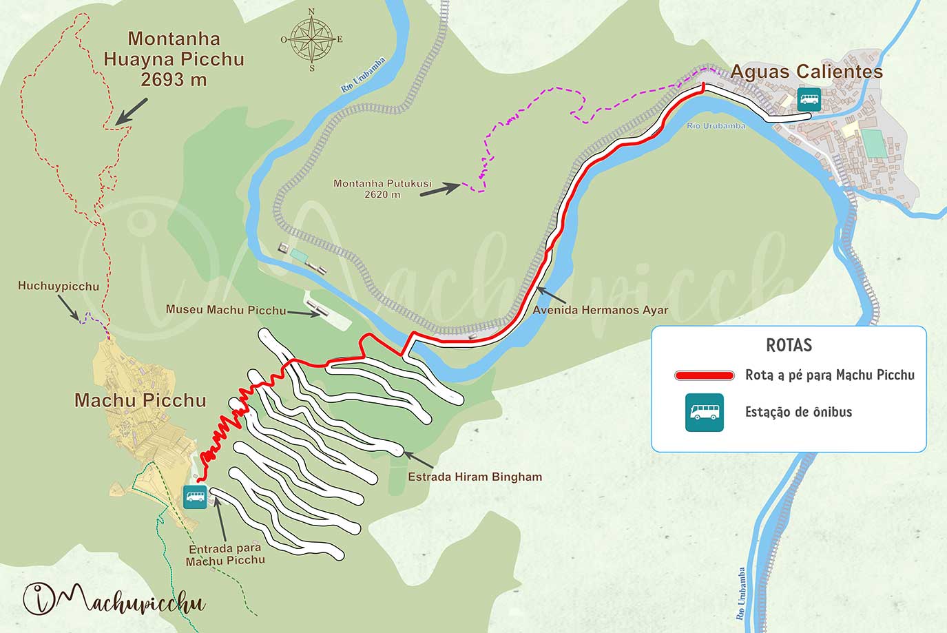 Mapa para chega a pé Machupicchu