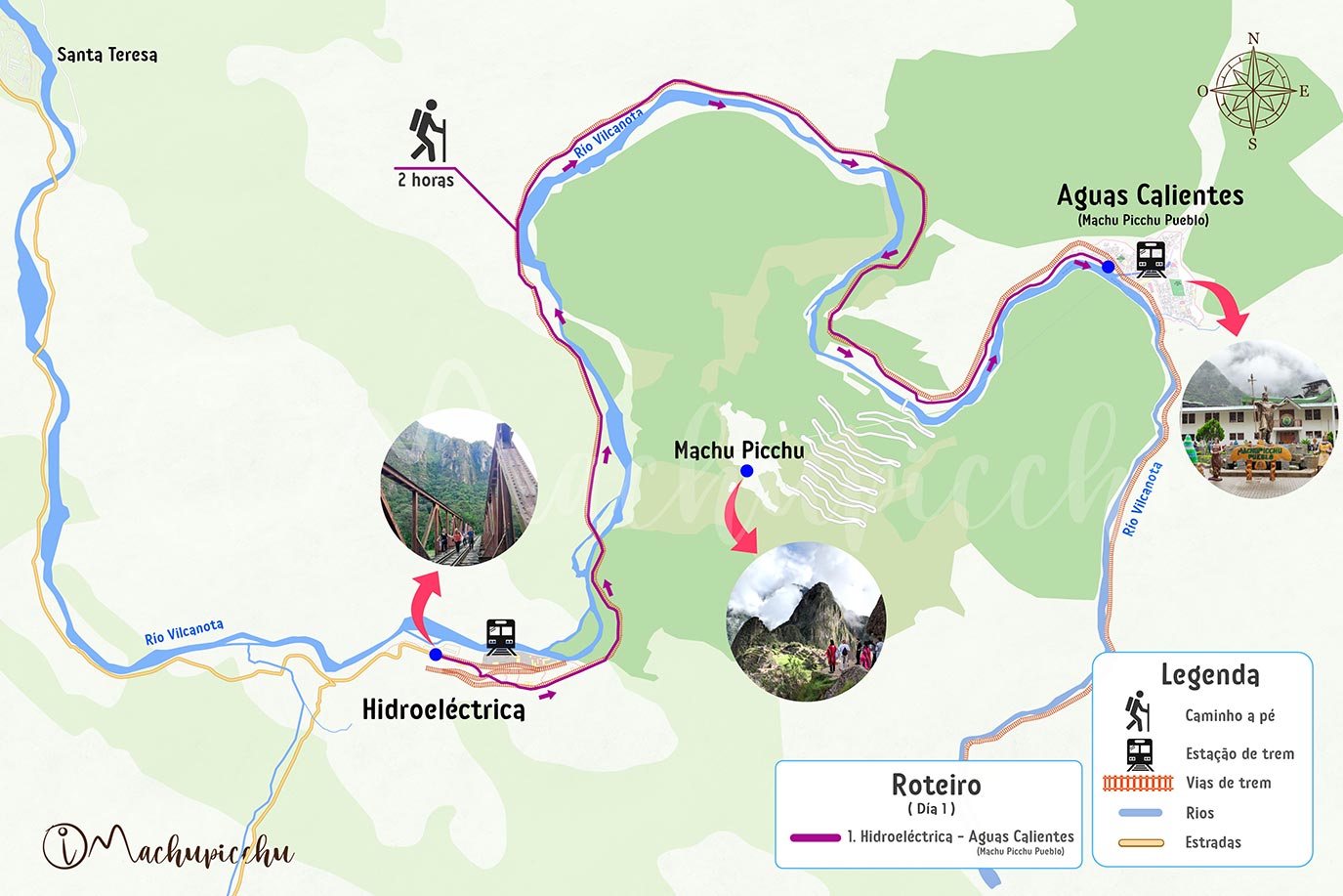 Rota mapa Hidroelectrica - Aguas Calientes
