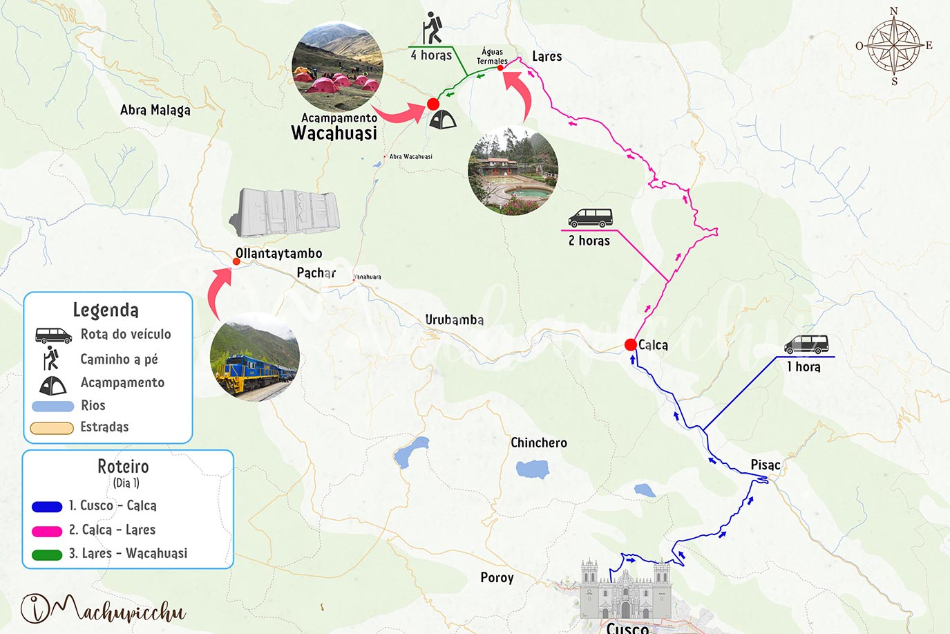 Mapa rota Lares Trek Día 1