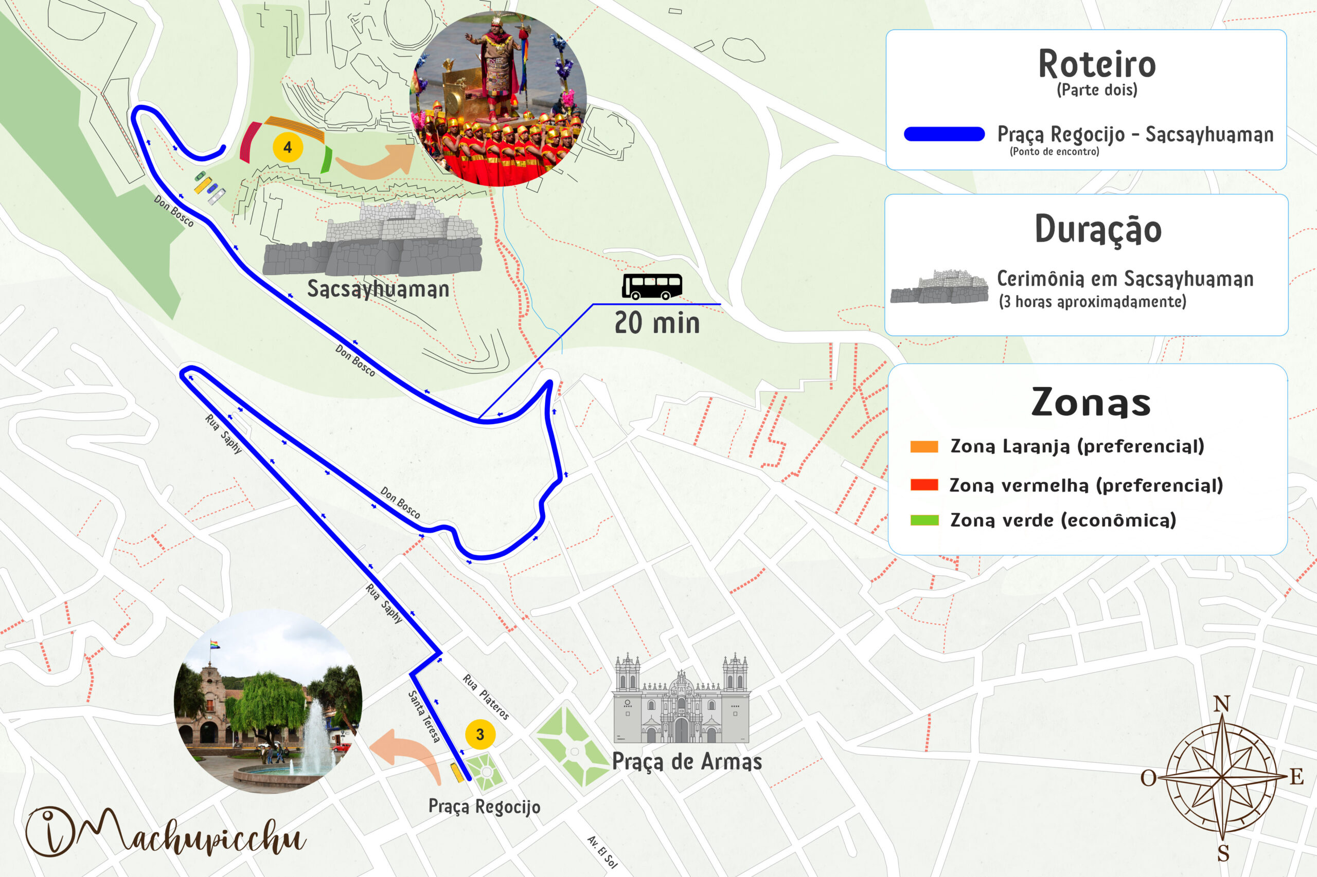 Mapa tour Inti Raymi Sacsayhuaman